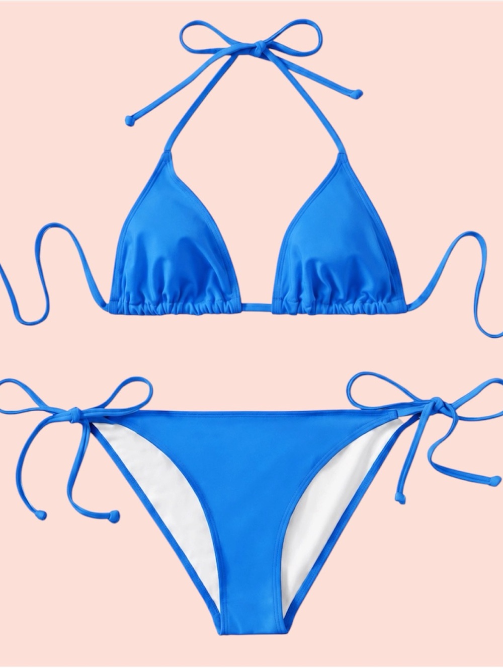 Blue Halter Triangle Bikini Set